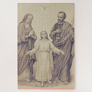 Quebra-cabeça Sagrada Família Jesus, Virgem Maria e São José