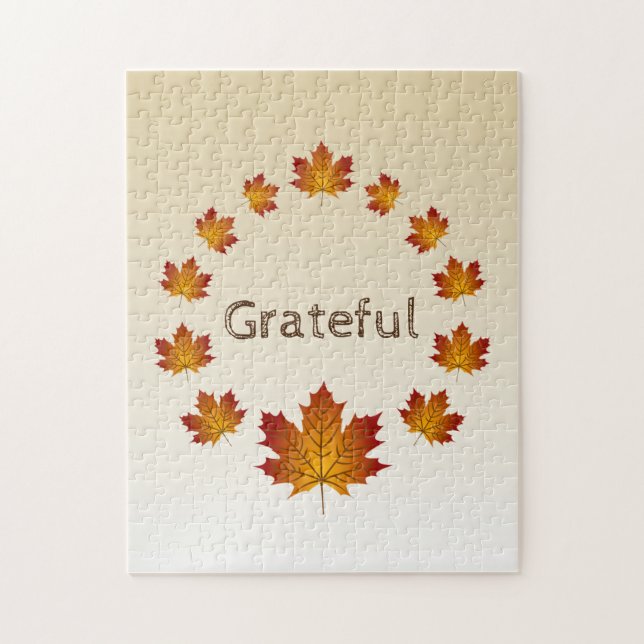Quebra-cabeça Saída de Ação de Graças Folhas Simples Grateful Ma (Vertical)