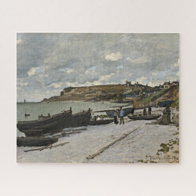 Quebra-cabeça Sainte-Adresse de Monet - Céu Nublado do Mar de Ba (Horizontal)