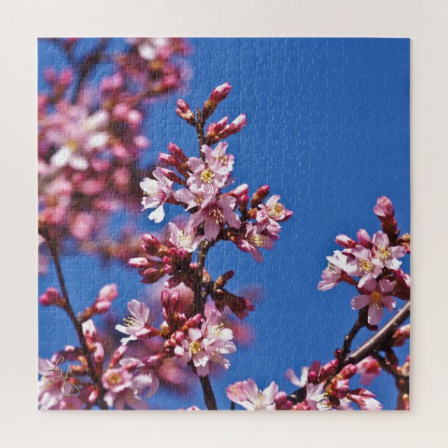 Quebra-cabeça Sakura Flores de Cerejeira Tocando o Azul (Vertical)