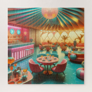 Quebra-cabeça Sala de Estar Retro Futurista Atômico da Flórida