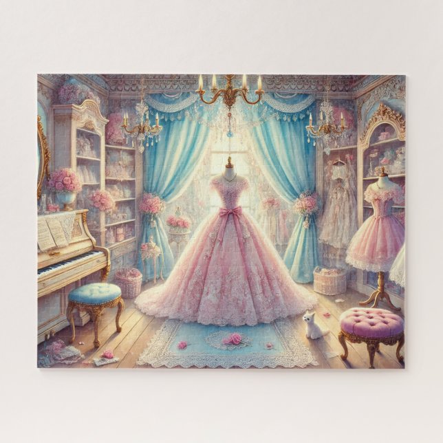 Quebra-cabeça Sala de Preparação da Noiva Vestido Rosa Piano Ant (Horizontal)