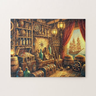 Quebra-cabeça Sala do Tesouro Pirata Náutico Ouro & Mapas