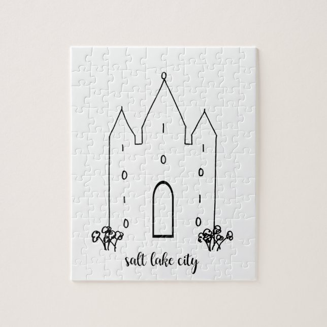 Quebra-cabeça salão lago, cidade de utah templo simples moderno (Vertical)