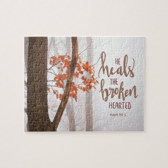 Quebra-cabeça Salmo 147:3 Ele cura o coração partido (Horizontal)