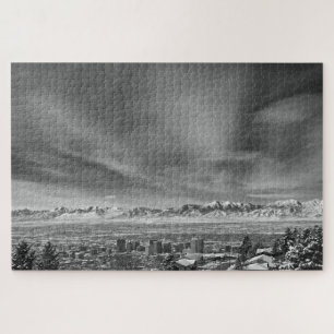 Quebra-cabeça Salt Lake City, Utah Black and White -20x30 polega