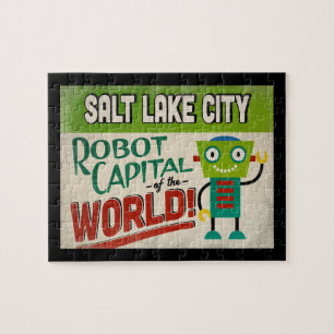 Quebra-cabeça Salt Lake City Utah Robot - Engraçado Vintage