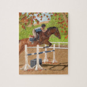 Quebra-cabeça Salto colorido do cavalo & do cavaleiro