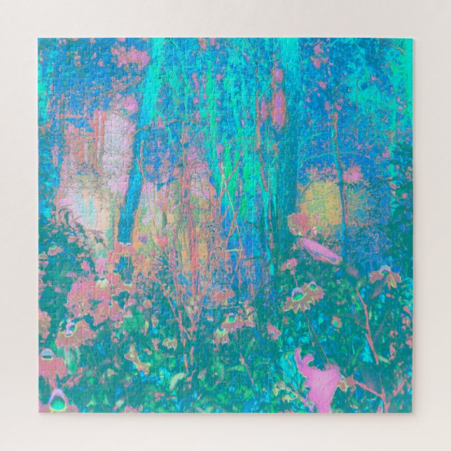 Quebra-cabeça Salto de Aqua Trippy com flores psicodélicas (Vertical)