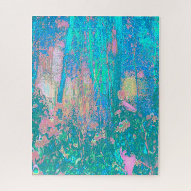 Quebra-cabeça Salto de Aqua Trippy com flores psicodélicas (Vertical)