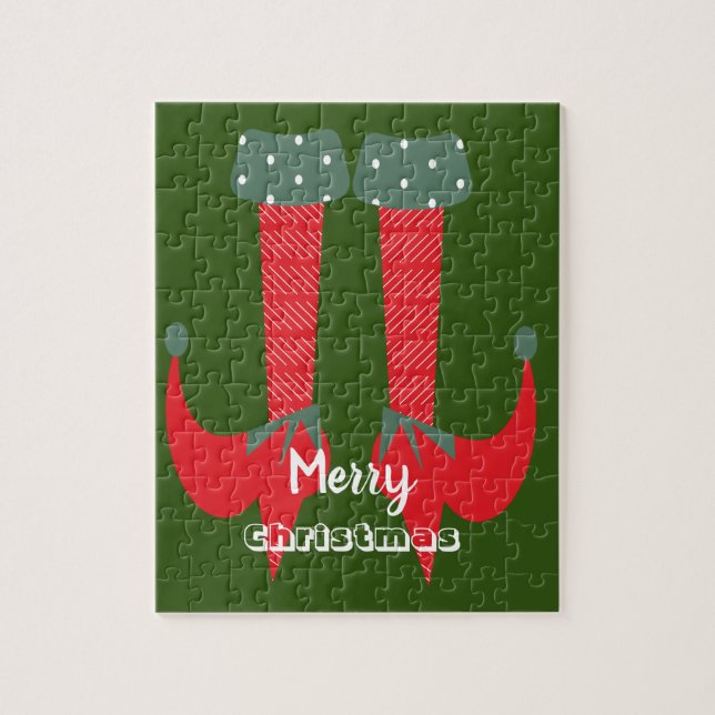 Quebra-cabeça Saltos de Elfo de Natal Feliz Natal (Vertical)