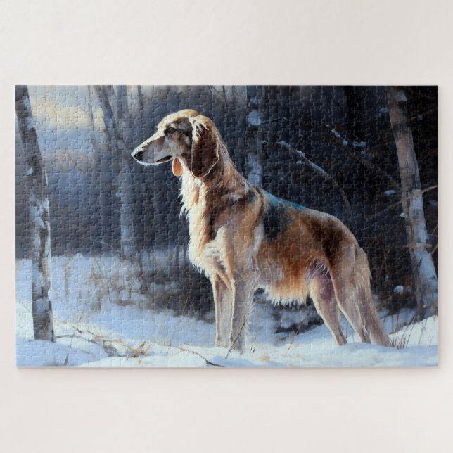 Quebra-cabeça Saluki Deixe Nevar Natal (Horizontal)