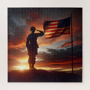 Quebra-cabeça Saluting American Soldier