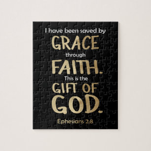 Quebra-cabeça Salvo por Grace Através De Faith Ephesianos Dourad
