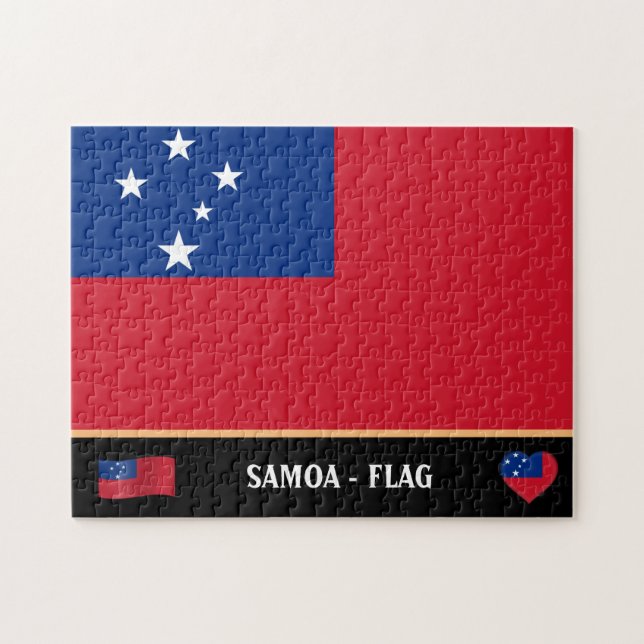 Quebra-cabeça Samoan Flag & Samoan country / Ilhas Samoa (Horizontal)