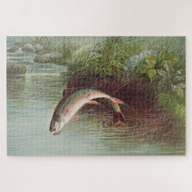 Quebra-cabeça Samuel Kilbourne | Truta de Brook com salto - 1874 (Horizontal)