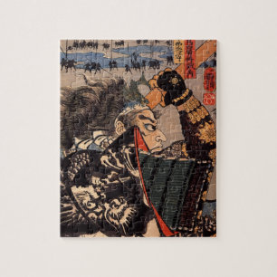Quebra-cabeça Samurai com a armadura bonita do dragão