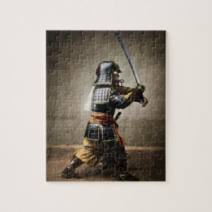 Quebra-cabeça Samurai japonês em Armor com Katana