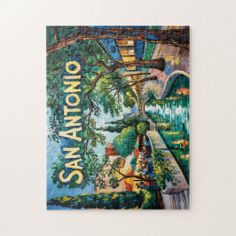Quebra-cabeça San Antonio Texas Rio Caminhada Van Gogh Cidade Vi