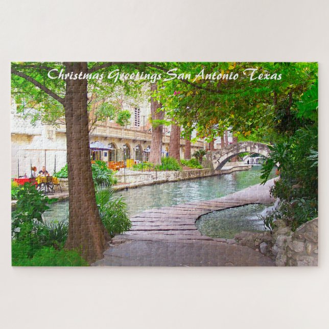 Quebra-cabeça San Antonio Texas. Saudações de Natal (Horizontal)