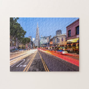 Quebra-cabeça San Francisco North Beach Motion Blur Traffic