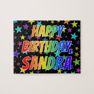 Quebra-cabeça "SANDRA" Primeiro Nome, Diversão "FELIZ ANIVERSÁ