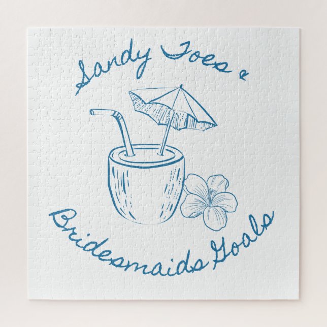 Quebra-cabeça Sandy Toe Bridesmaids Metas Costeiras Bachelorette (Vertical)