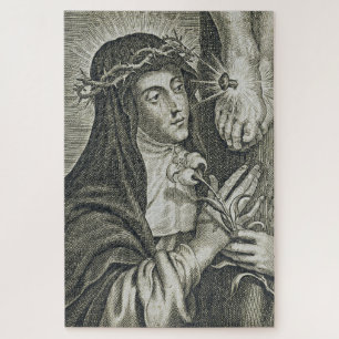 Quebra-cabeça Santa Catarina de Siena Crucificação Arte Noir Fé