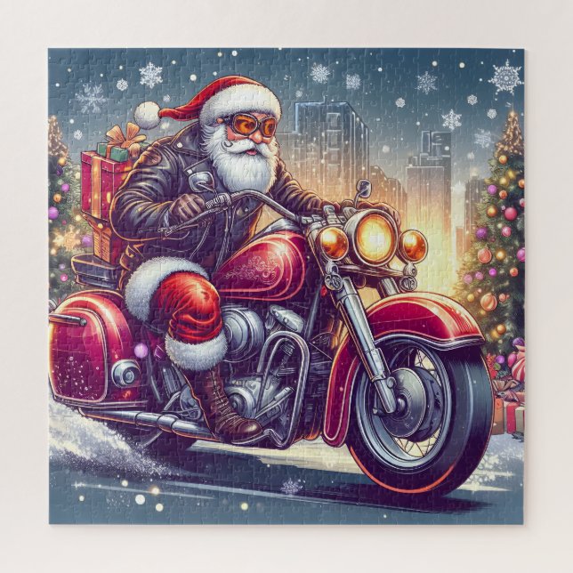 Quebra-cabeça Santa Claus en mode motard (Vertical)