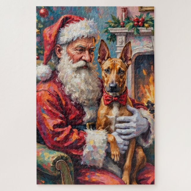Quebra-cabeça Santa Claus Holding Thai Ridgeback Christmas Art (Vertical)