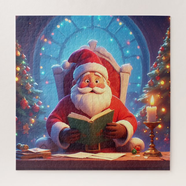 Quebra-cabeça Santa Claus Reading a Book by Candlelight (Vertical)