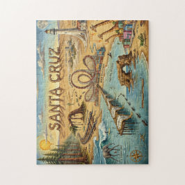 Quebra-cabeça Santa Cruz Pop Art Map – Bold Coastal Landmark