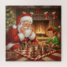 Santa & Elf Chess Game Christmas