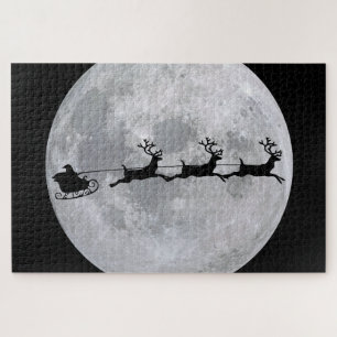 Quebra-cabeça Santa Voando para a Lua Puzzle