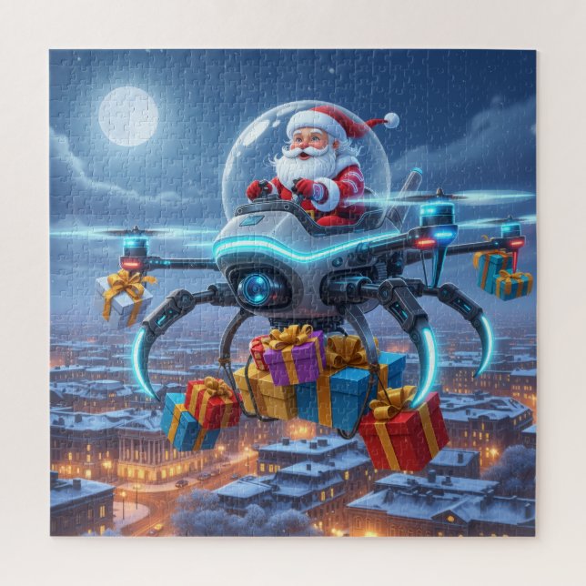 Quebra-cabeça Santa's Cyber-Sleigh: Futuristic Drone Delivery (Vertical)