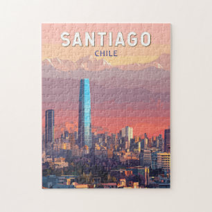 Quebra-cabeça Santiago Chile Illustração Viagem Art Vintage