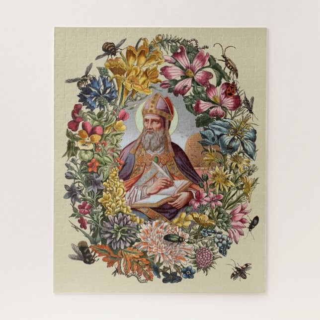 Quebra-cabeça Santo Ambrósio de Milão com Flores, Abelhas e Colm (Vertical)