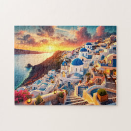 Quebra-cabeça Santorini Sunset Greece Mediterranean Escape Gift