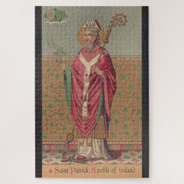 Quebra-cabeça São Patrício da Irlanda Arte Céltica Sagrada (Vertical)