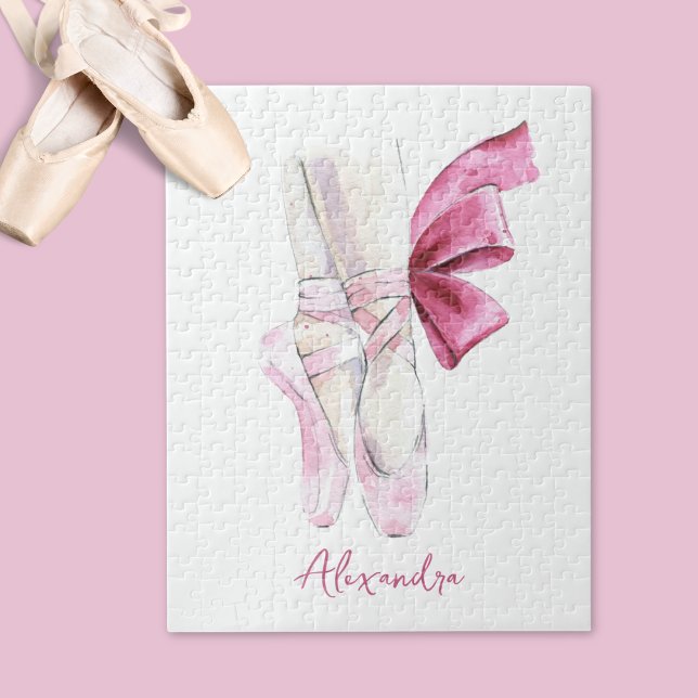 Quebra-cabeça Sapatilhas de Ballet Nome ou Texto Personalizado (Criador carregado)