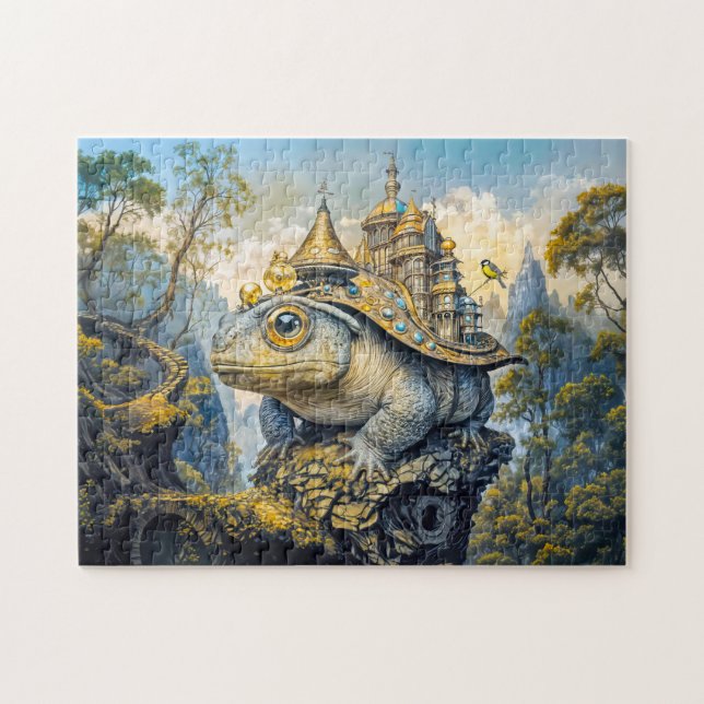 Quebra-cabeça sapo castelo steampunk (Horizontal)