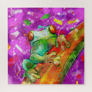 Quebra-cabeça Sapo de porta colorida - Abstrato