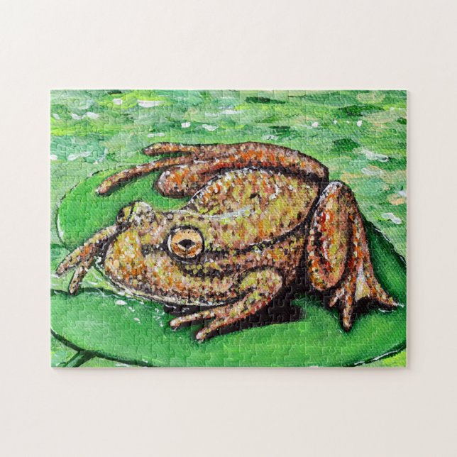 Quebra-cabeça Sapo de uma pintura em um quadro lírio (Horizontal)