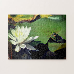 Quebra-cabeça Sapo E Flor De Linho De Água Lotus