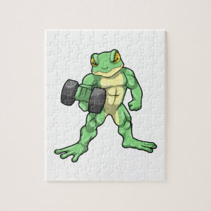 Quebra-cabeça Sapo em Bodybuilding com Dumbbell