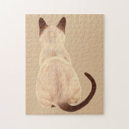 Quebra-cabeça Sasha Siamese Cat Person Gatinho Olhando Fora da A