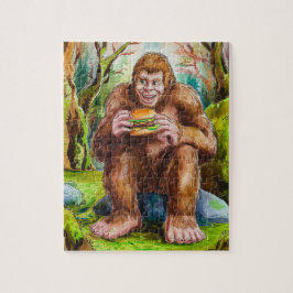 Quebra-cabeça Sasquatch e Cheesburger em uma Floresta de Mossy