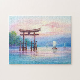 Quebra-cabeça Satta Miyajima Torii e Barcos à vela arte japonesa