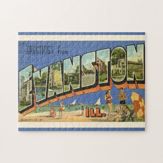 Quebra-cabeça Saudação de Evanston ILL 11x14 (Horizontal)