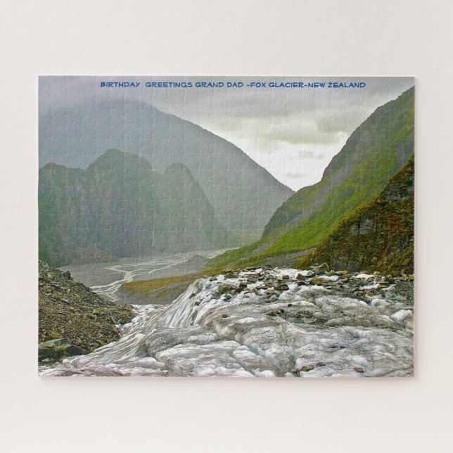 Quebra-cabeça Saudações de Aniversário Avô -Fox Glacier-Nova Zel (Horizontal)